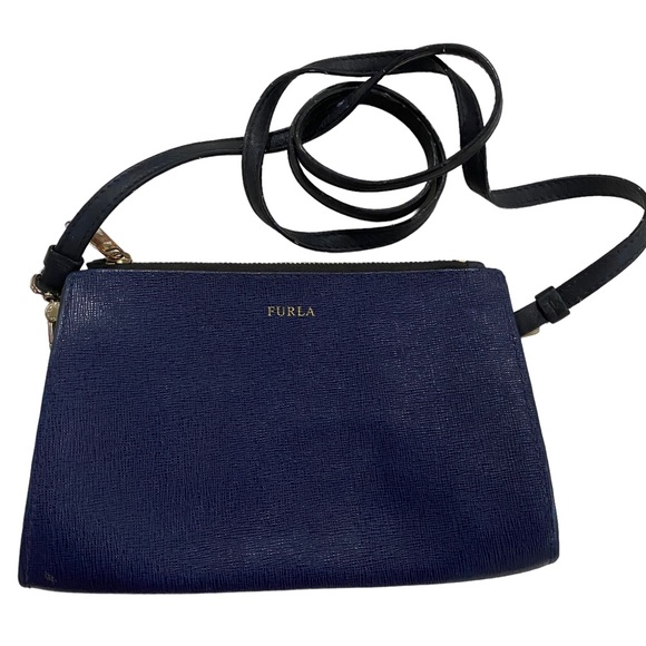 Furla Handbags - FURLA BLUE CROSSBODY - leather - navy - wristlet / crossbody - designer